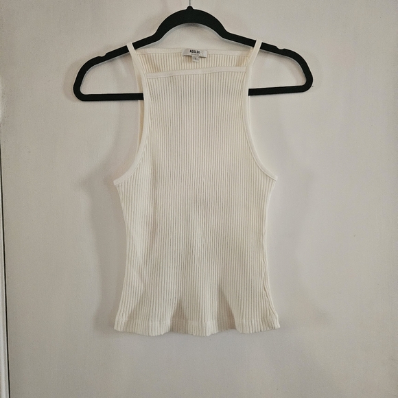 Agolde White Ribbed Mina Tank Top Size Large Organic Cotton - Picture 1 of 7